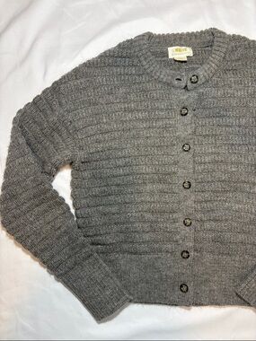 Maeve Grey Button Up Chunky Knit Textured Cardigan Sweater Anthro XXSmall